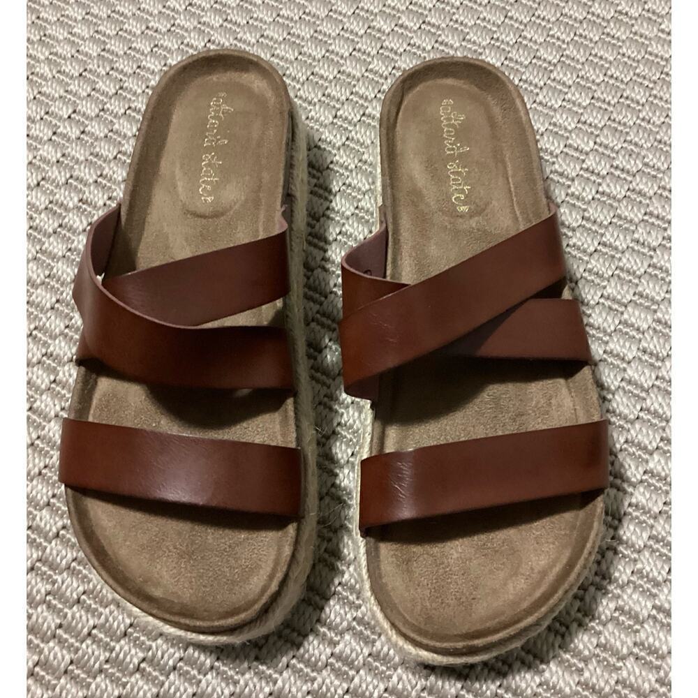Altar'd State Mesa Vegan Platform Espadrille Slide Sandals size 9